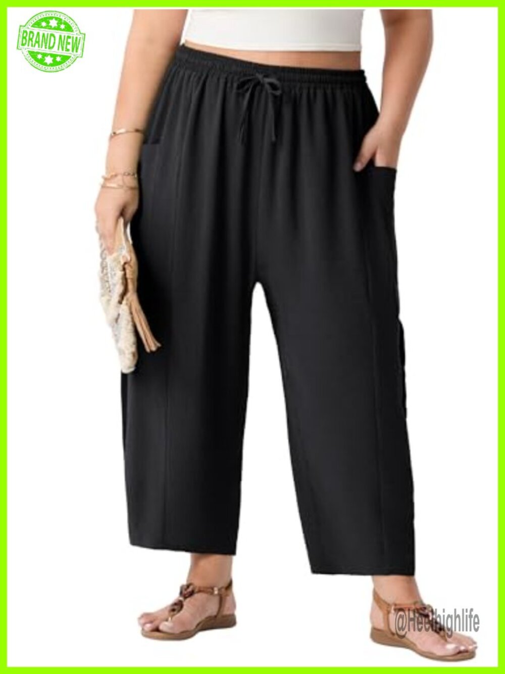 Plus Size High Waisted Wide Leg Palazzo Work Pants with Pockets Lightweight